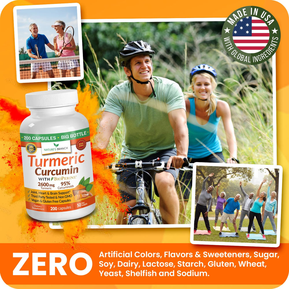 Nature's Branch Active lifestyle scene with joint-friendly turmeric supplement