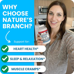 Packaging label close-up on Nature's Branch Magnesium Glycinate 400mg tablet