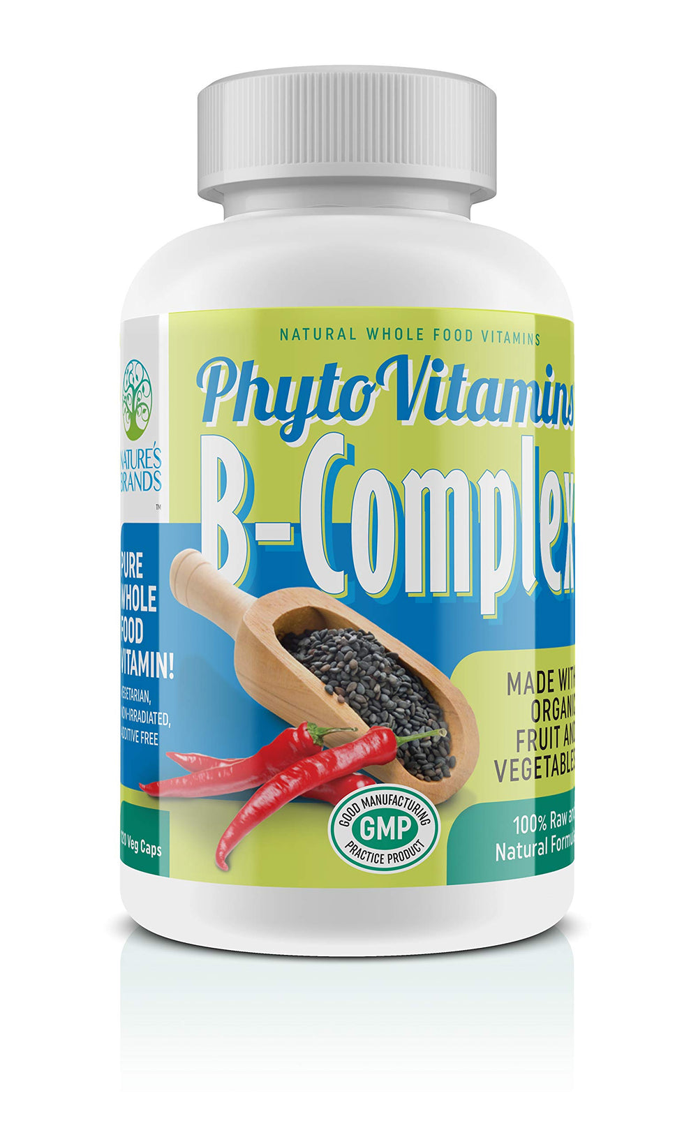 Nature's Brands Organic Whole Food B-Complex bottle pour for daily nourishment and easy supplement use