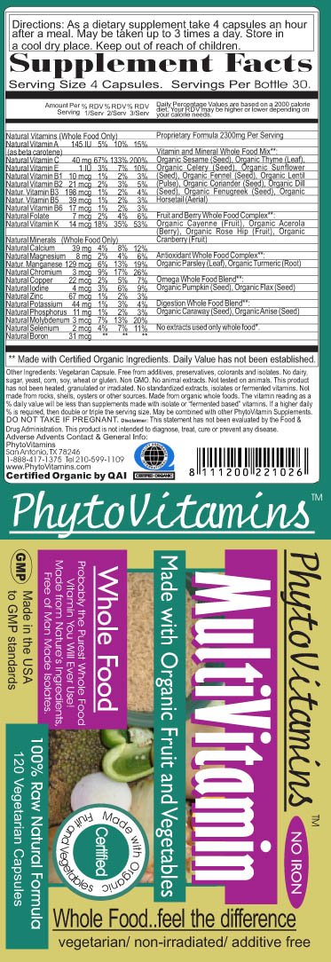 Nature's Brands PhytoVitamins capsules close-up iron-free daily support