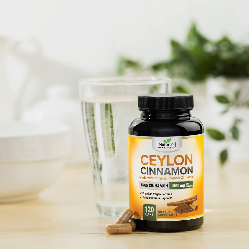 Nature's Choice Cinnamon Capsules gluten-free badge on bottle