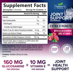 Nature's Choice Joint Support Gummies bottle back highlights dosage and benefits for joints