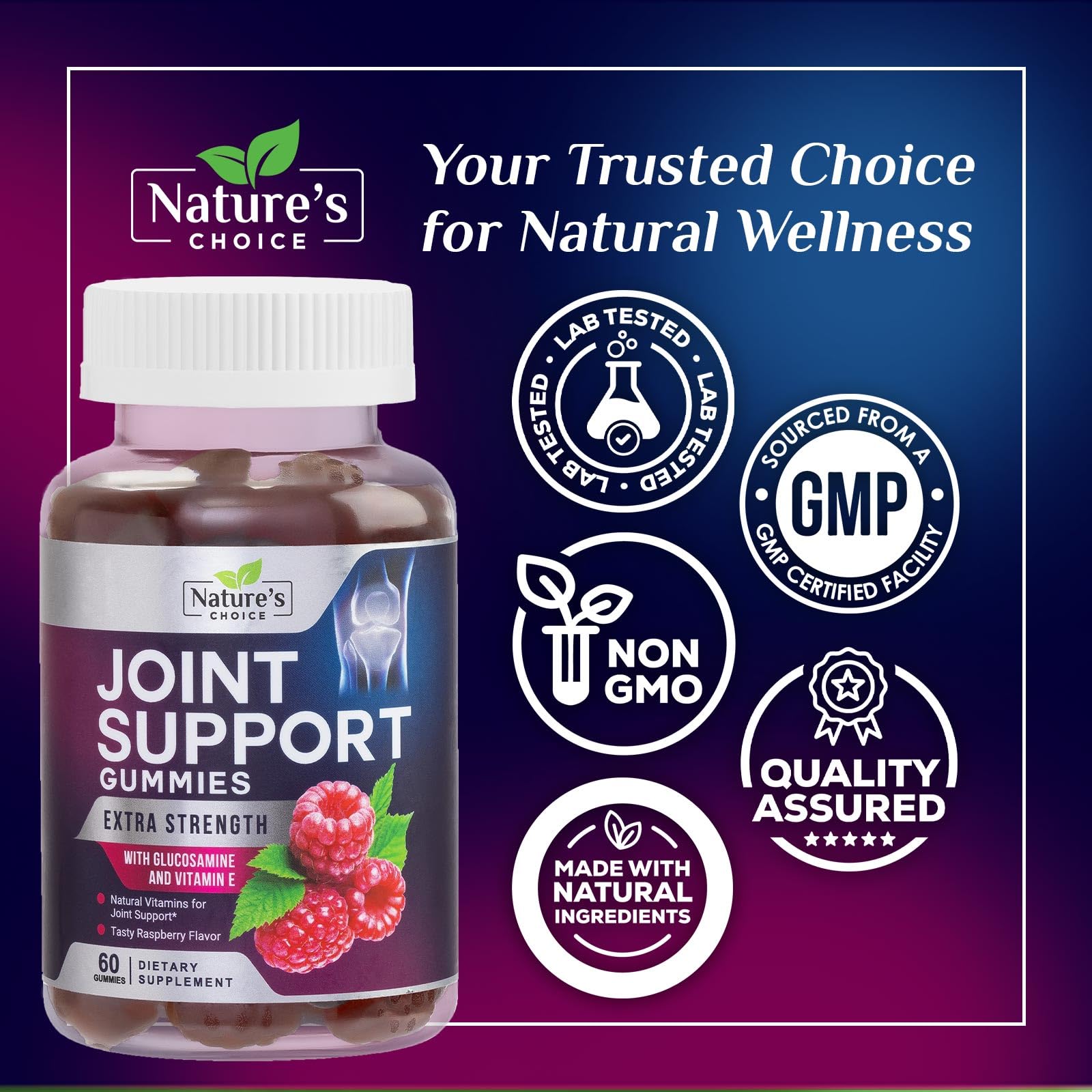 Nature's Choice Joint Support Gummies serving spoon demonstrates easy portion control
