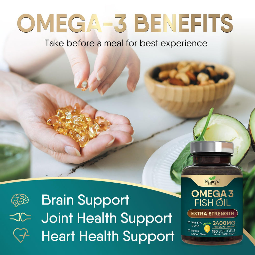 Nature's Choice Omega 3 non-GMO and gluten-free label communicates purity.