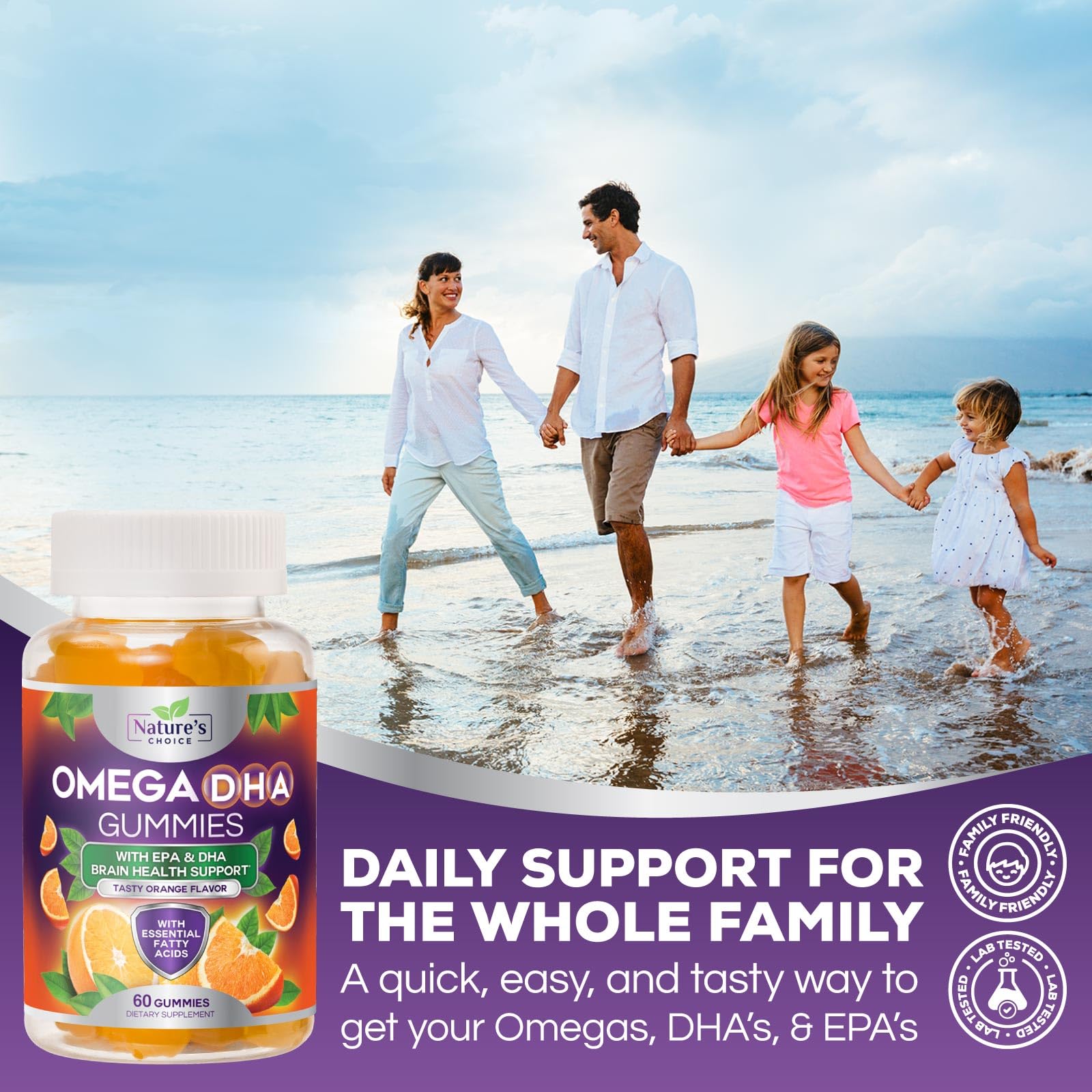 Nature's Choice Omega 3 Gummies positioned for daily routine use.