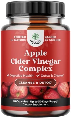 Natures Craft ACV capsules bottle for convenient daily digestive support.