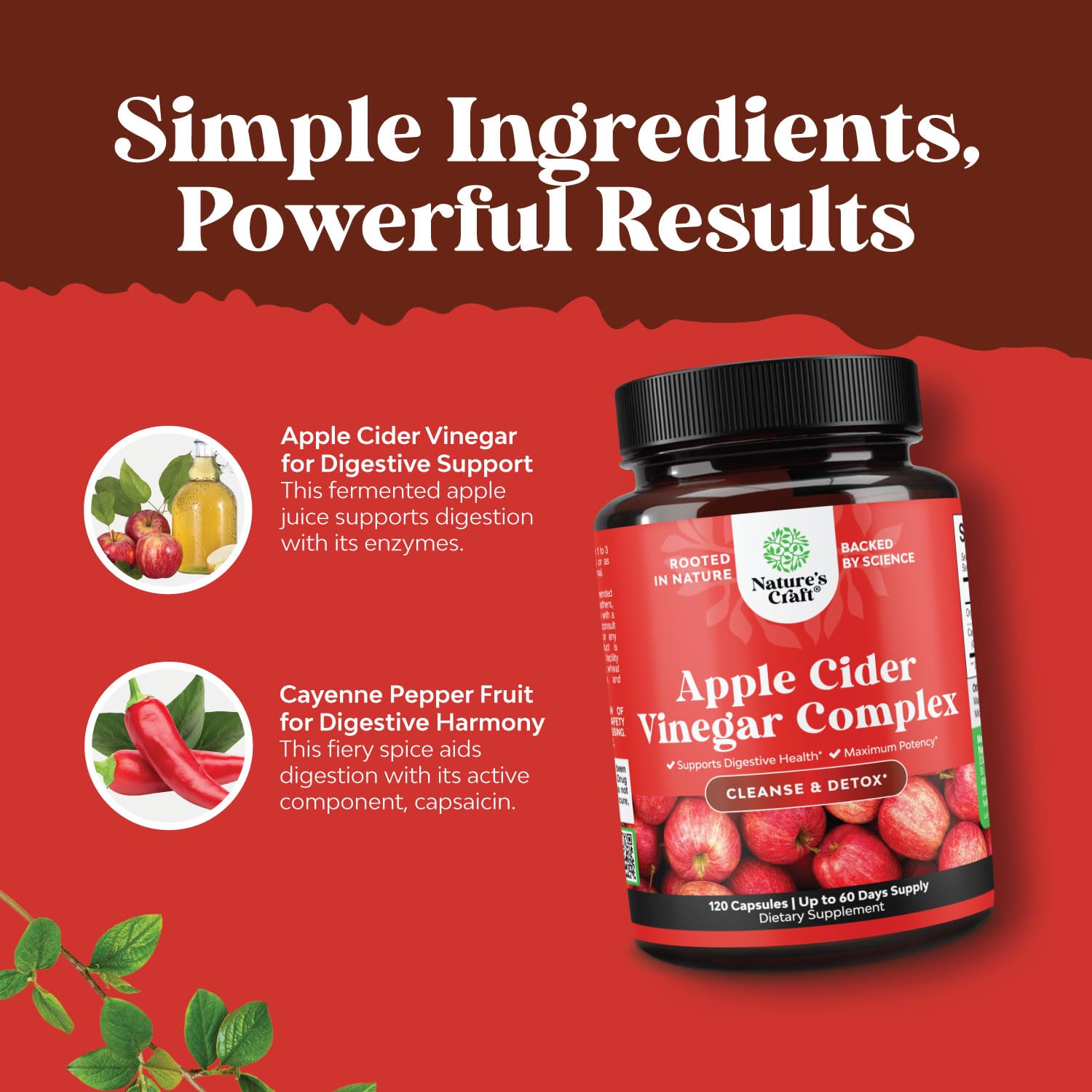 Nature's Craft ACV capsules on table illustrate a straightforward detox routine.