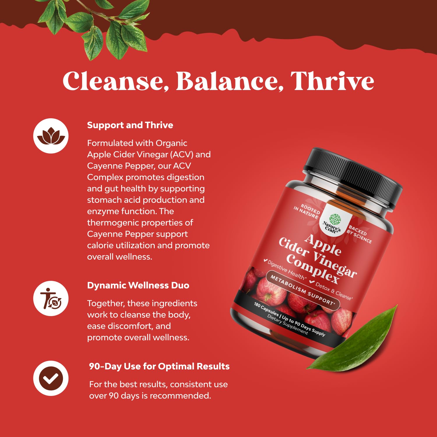 Natures Craft ACV Deep Cleanse capsules inside view suggests easy daily wellness routine.