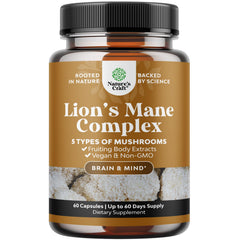 Natures Craft Advanced Lion's Mane capsules bottle for focus and memory support.