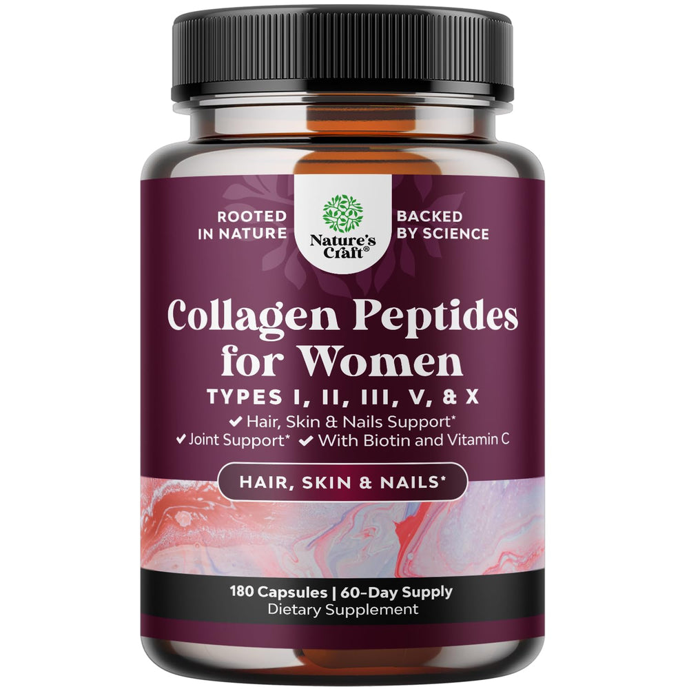 Natures Craft Advanced Multi Collagen bottle front for daily hair and nail support.
