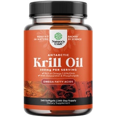 Natures Craft Antarctic Krill Oil softgels for daily omega-3 support with astaxanthin.