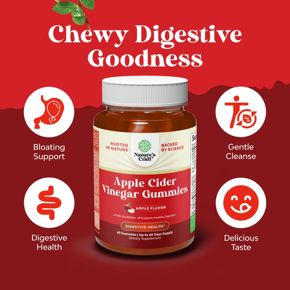 Natures Craft ACV Gummies ingredients panel with B12 and pomegranate