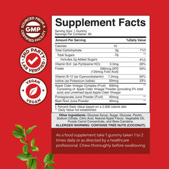 Natures Craft ACV Gummies label close-up highlights ingredients for digestive health