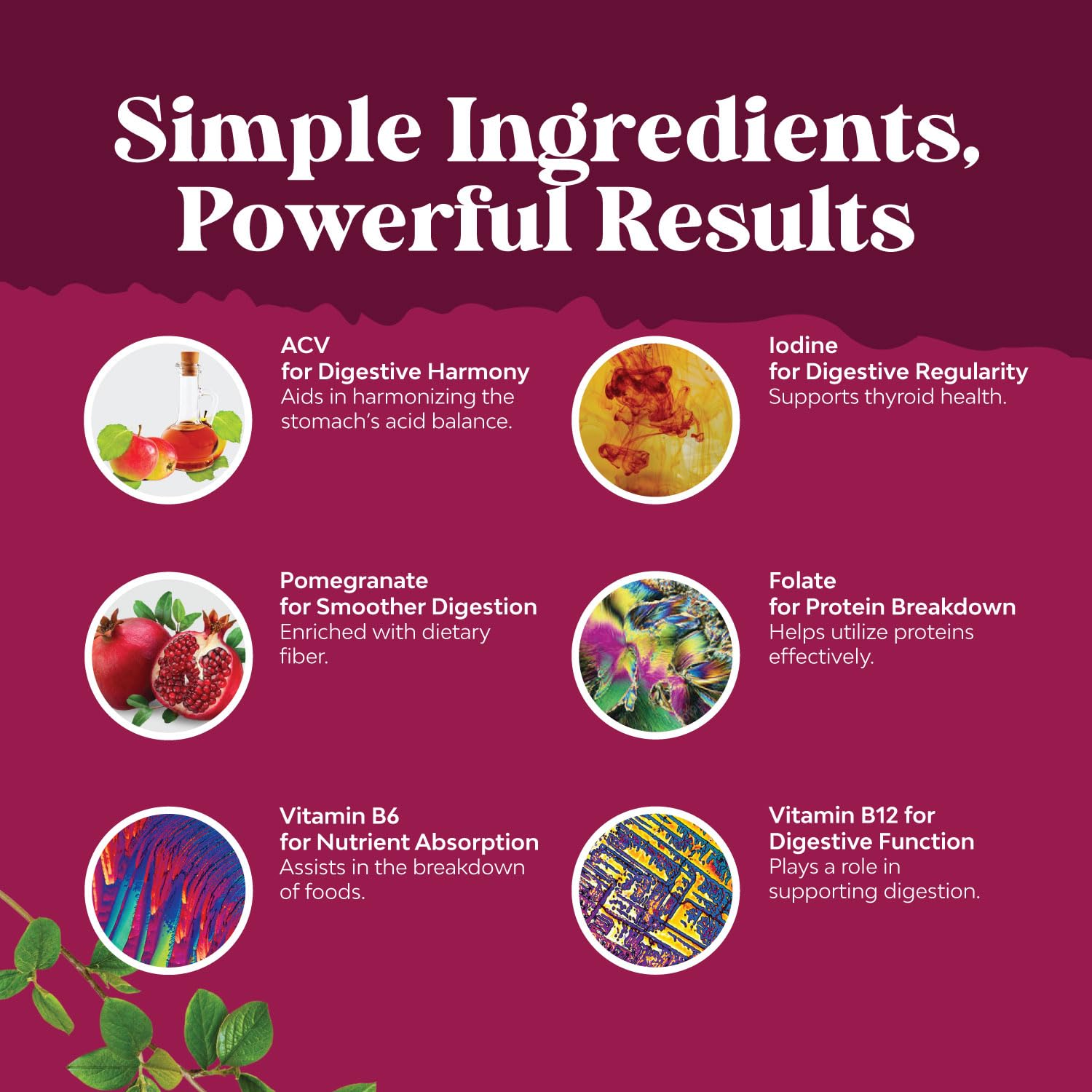 Natures Craft ACV gummies with pomegranate juice powder for flavor and antioxidants.