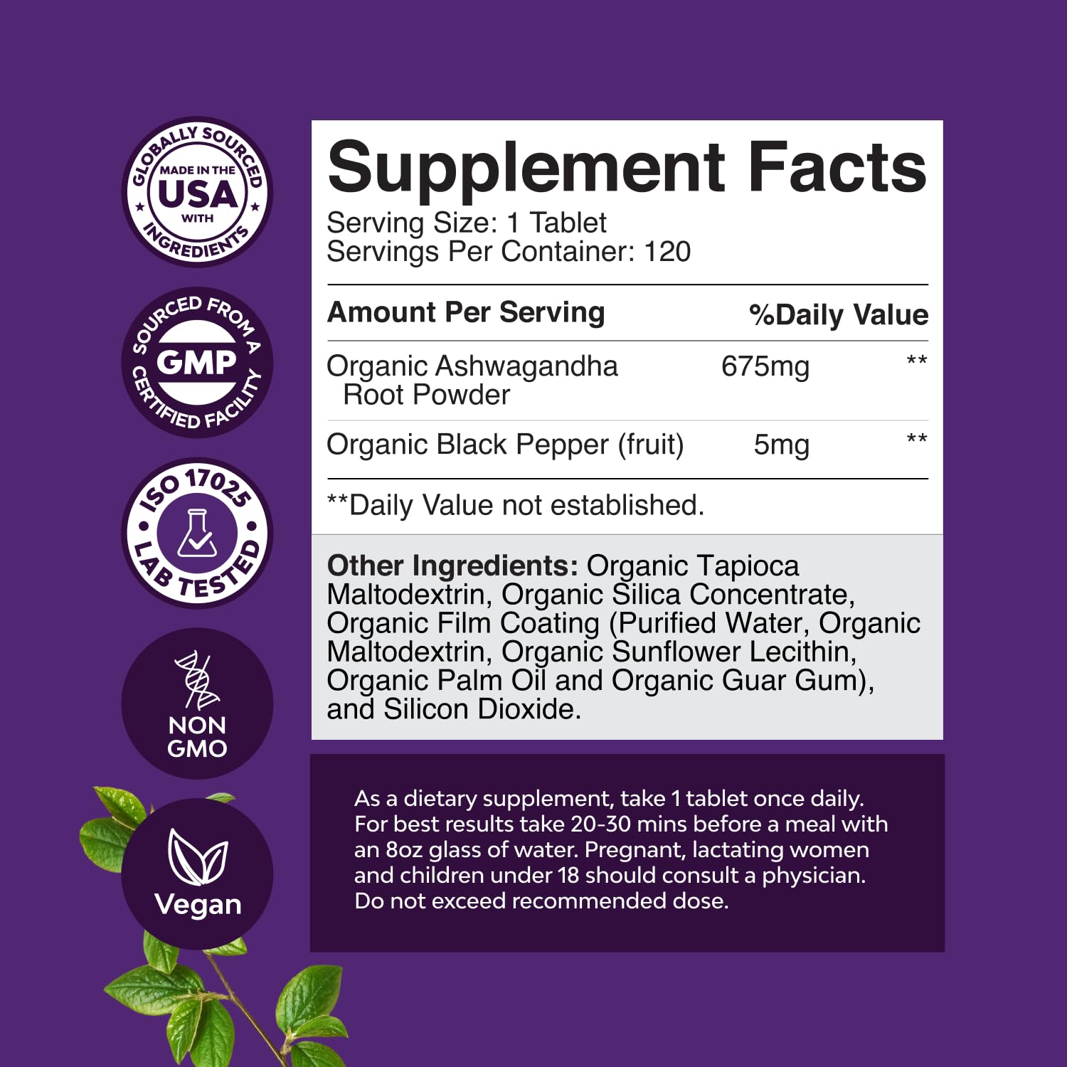 Natures Craft Ashwagandha tablets close-up highlighting mood support potential