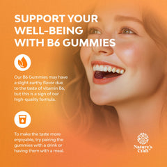 Natures Craft B6 Gummies label close-up highlighting vegan kosher formula.