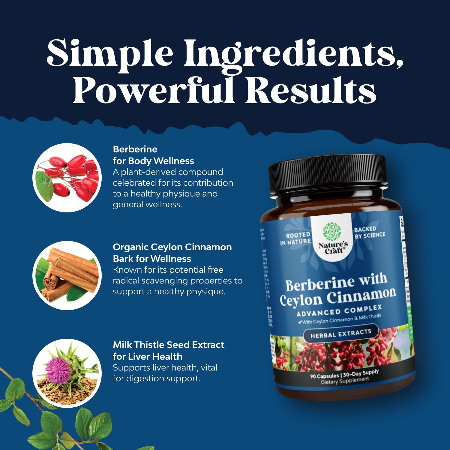 Natures Craft Balancing Berberine cinnamon capsule close-up.