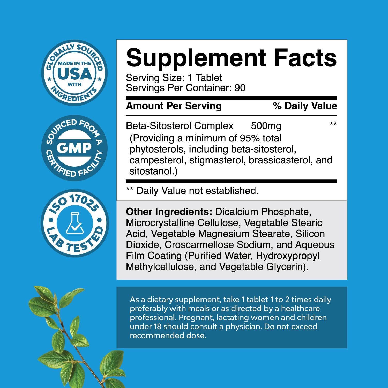 Natures Craft Beta Sitosterol tablets close-up for daily prostate support.