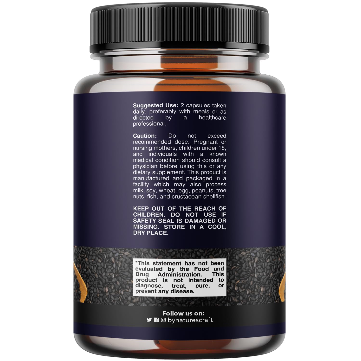 Natures Craft black seed oil capsules packaging front highlighting vegan halal quality