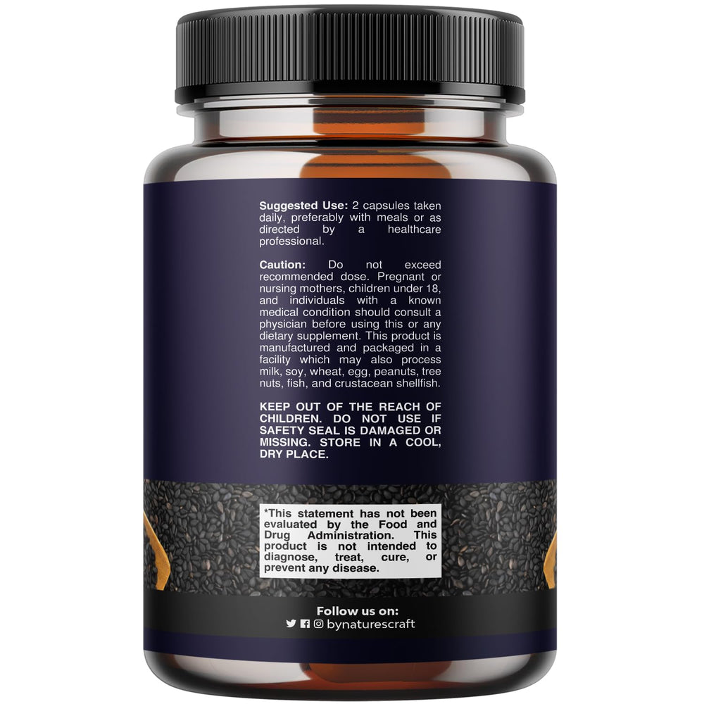 Natures Craft black seed oil capsules packaging front highlighting vegan halal quality
