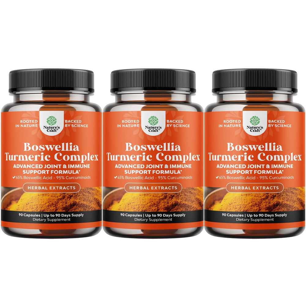 Natures Craft Boswellia Turmeric capsules bottle for joint and immune support.