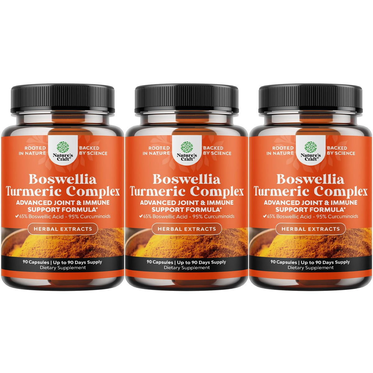 Natures Craft Boswellia Turmeric capsules bottle for joint and immune support.