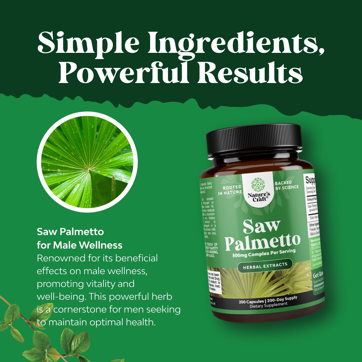 Natures Craft bottle and capsules shot; ideal for integrating into daily wellness rituals.