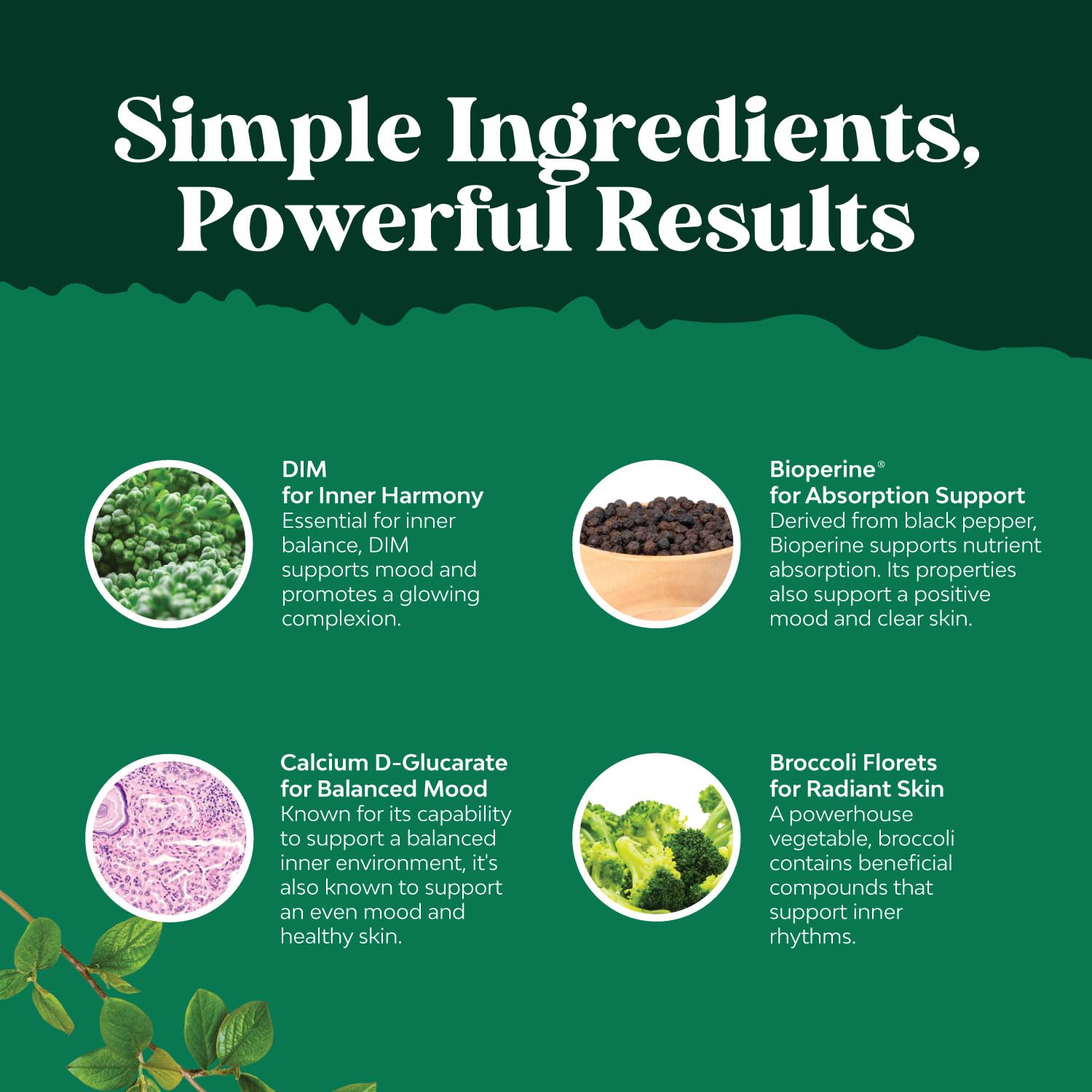 Natures Craft broccoli florets closeup showing sulforaphane‑rich ingredients