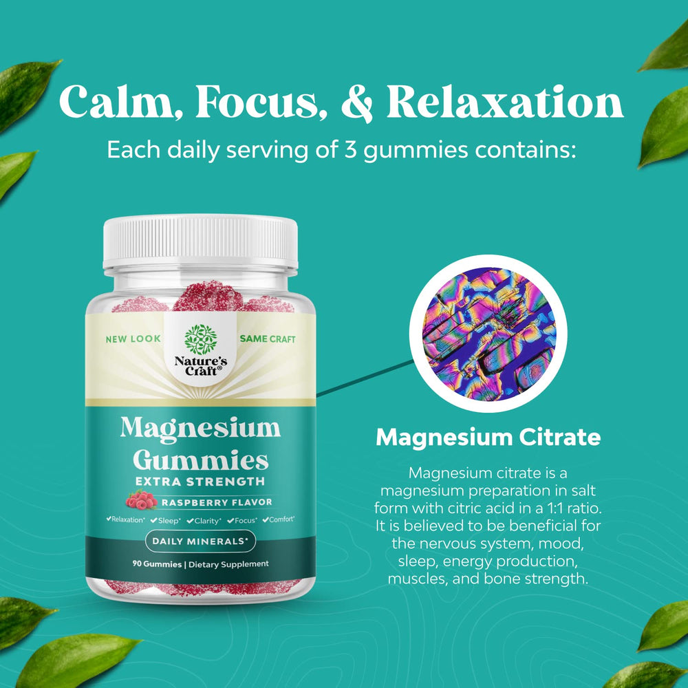 Open bottle of Natures Craft Calm Magnesium Gummies ready for a calming evening ritual.