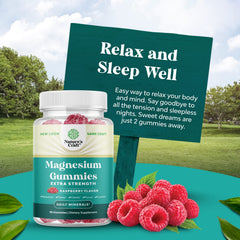 Natures Craft Calm Magnesium Gummies label featuring magnesium citrate for quality absorption.
