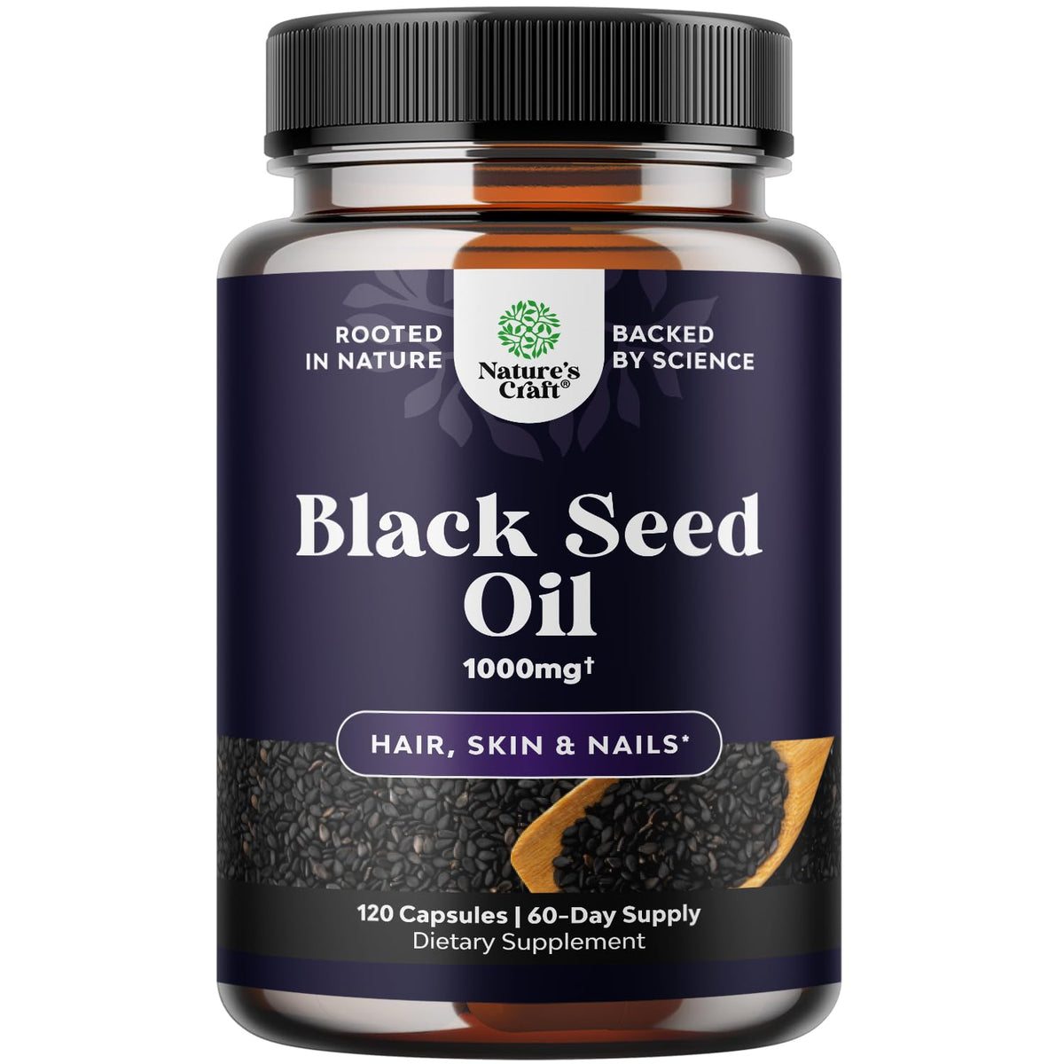 Natures Craft cold pressed black seed oil capsules bottle for daily wellness support