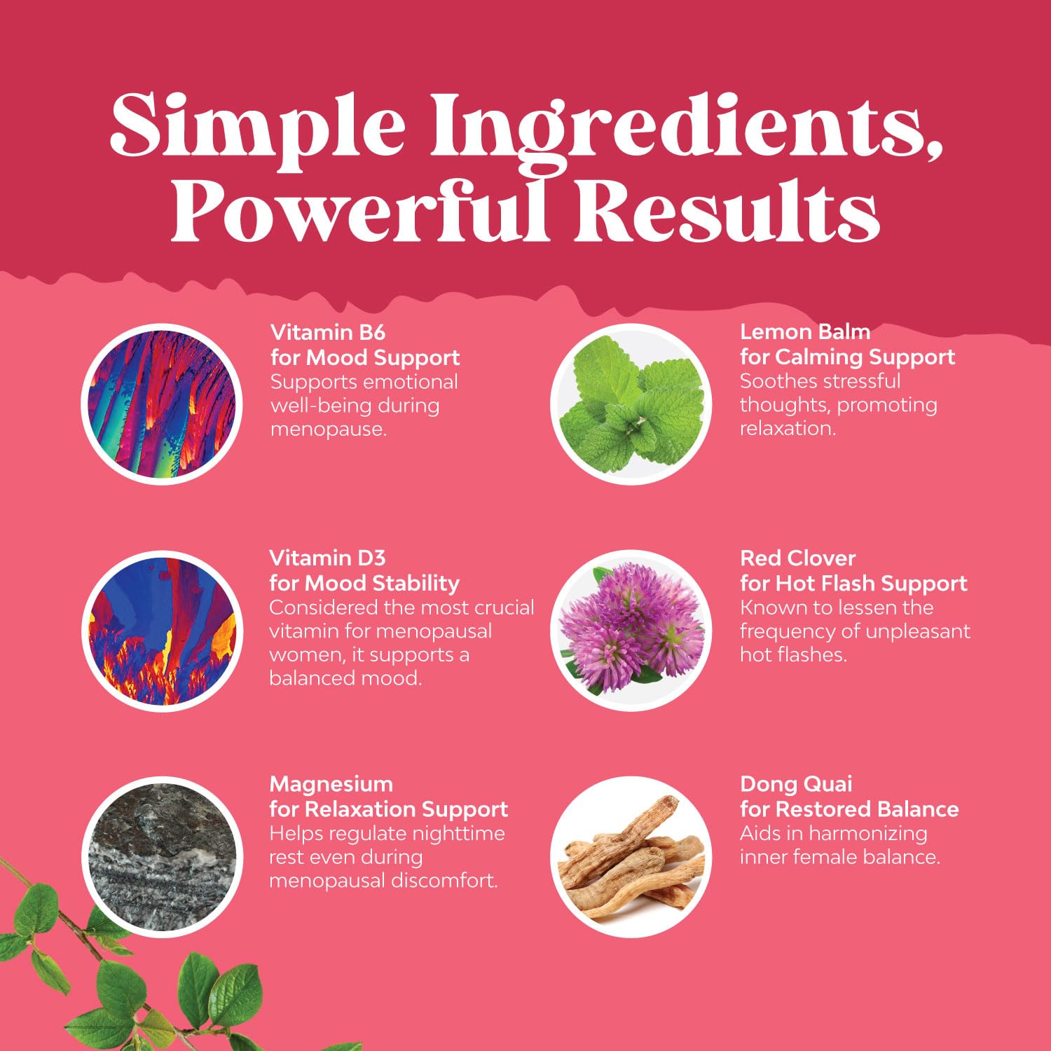 Natures Craft ingredients panel lists Black Cohosh, Chaste Berry, and Dong Quai