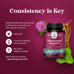Natures Craft Complete Menopause pills on a dish with herbs