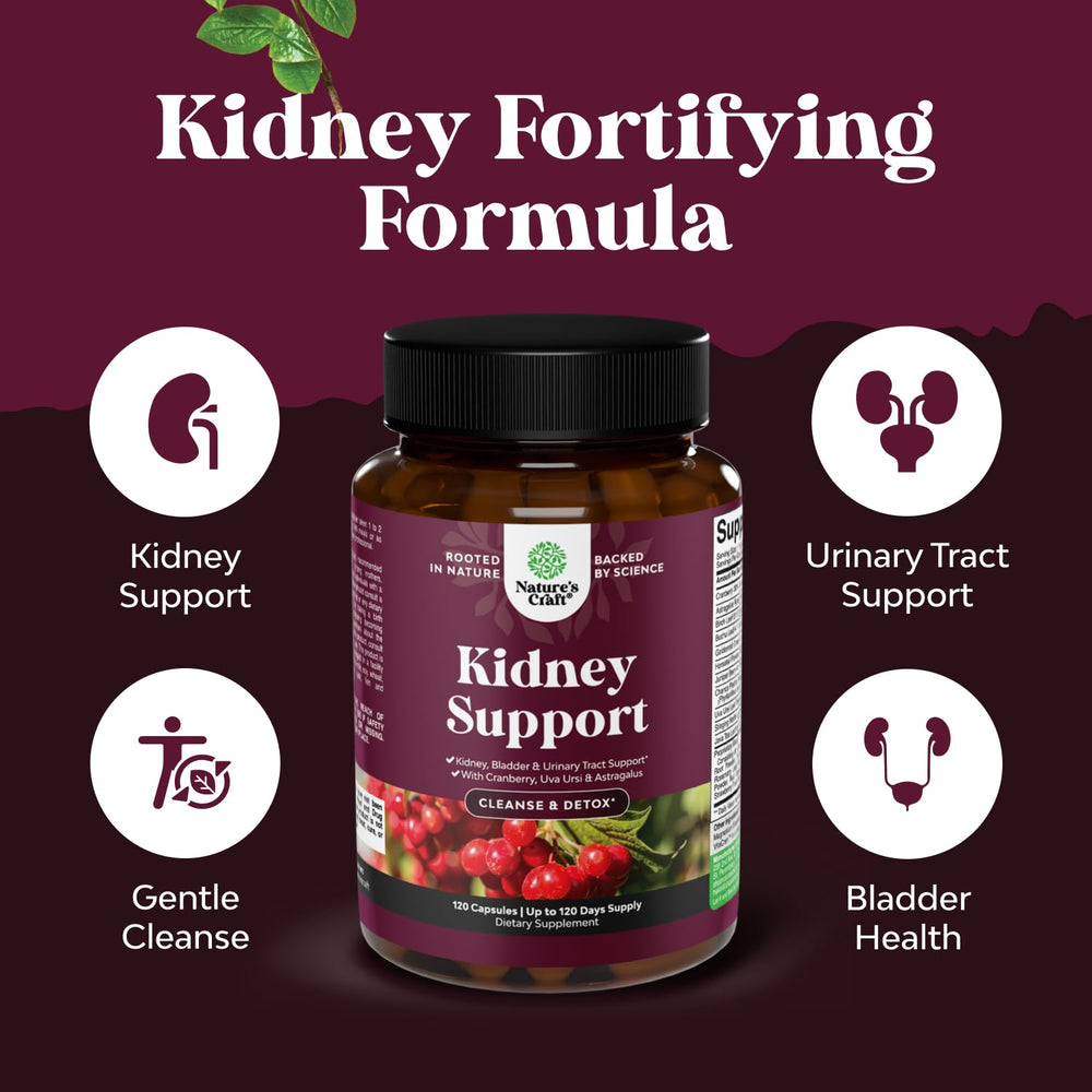 Natures Craft Cranberry extract capsule close-up emphasizing kidney wellness.