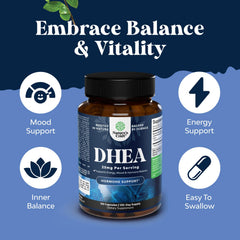 Natures Craft DHEA front bottle view highlights trusted hormone balance supplement.