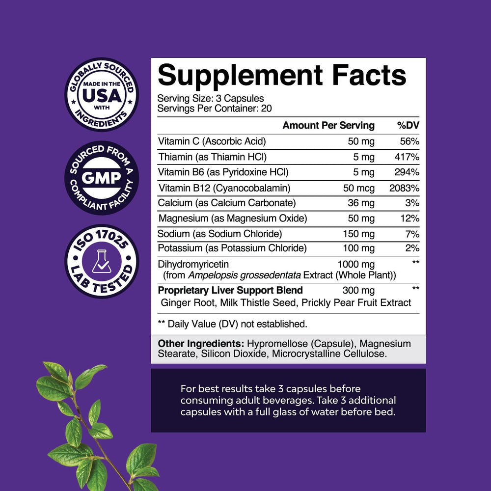 Natures Craft DHM capsules close-up highlighting detox support.