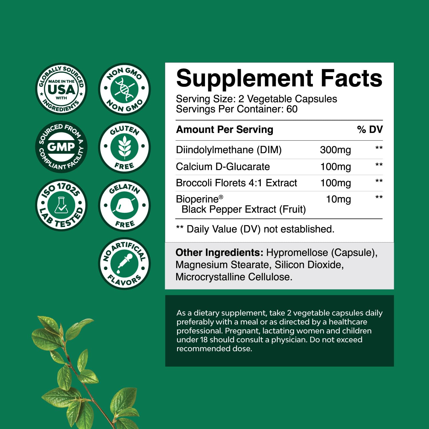 Natures Craft DIM capsules closeup highlighting potent formula for balance