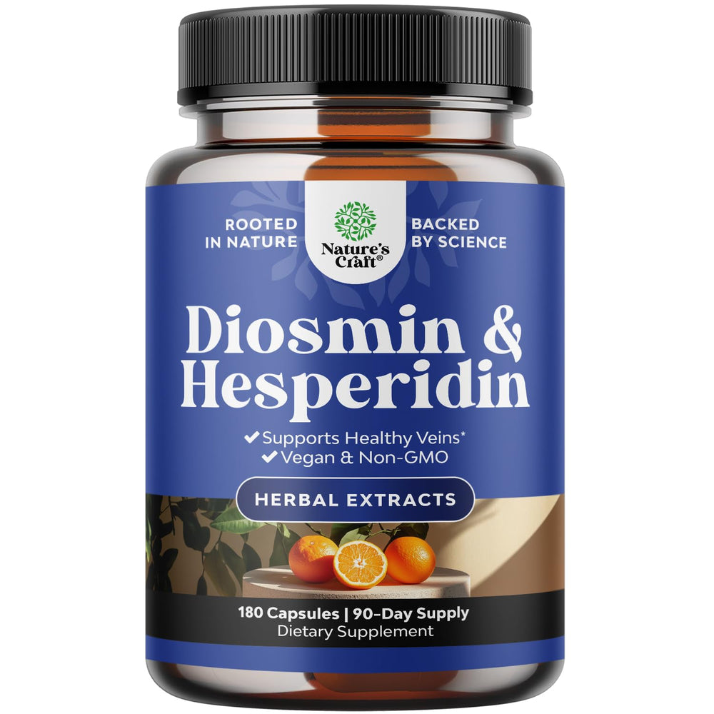 Nature's Craft diosmin hesperidin bottle showing vegan-friendly circulation support