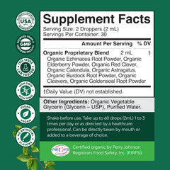 Natures Craft Elderberry Burdock Cleavers Drops ingredients closeup—natural detox option.