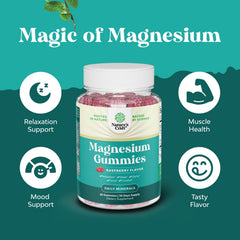 Natures Craft Calm Magnesium Gummies jar on nightstand suggesting easy nightly use