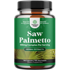 Natures Craft Extra Strength Saw Palmetto bottle promotes hair health and urinary support.