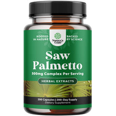Natures Craft Extra Strength Saw Palmetto bottle; potent herbal complex for daily urinary support.