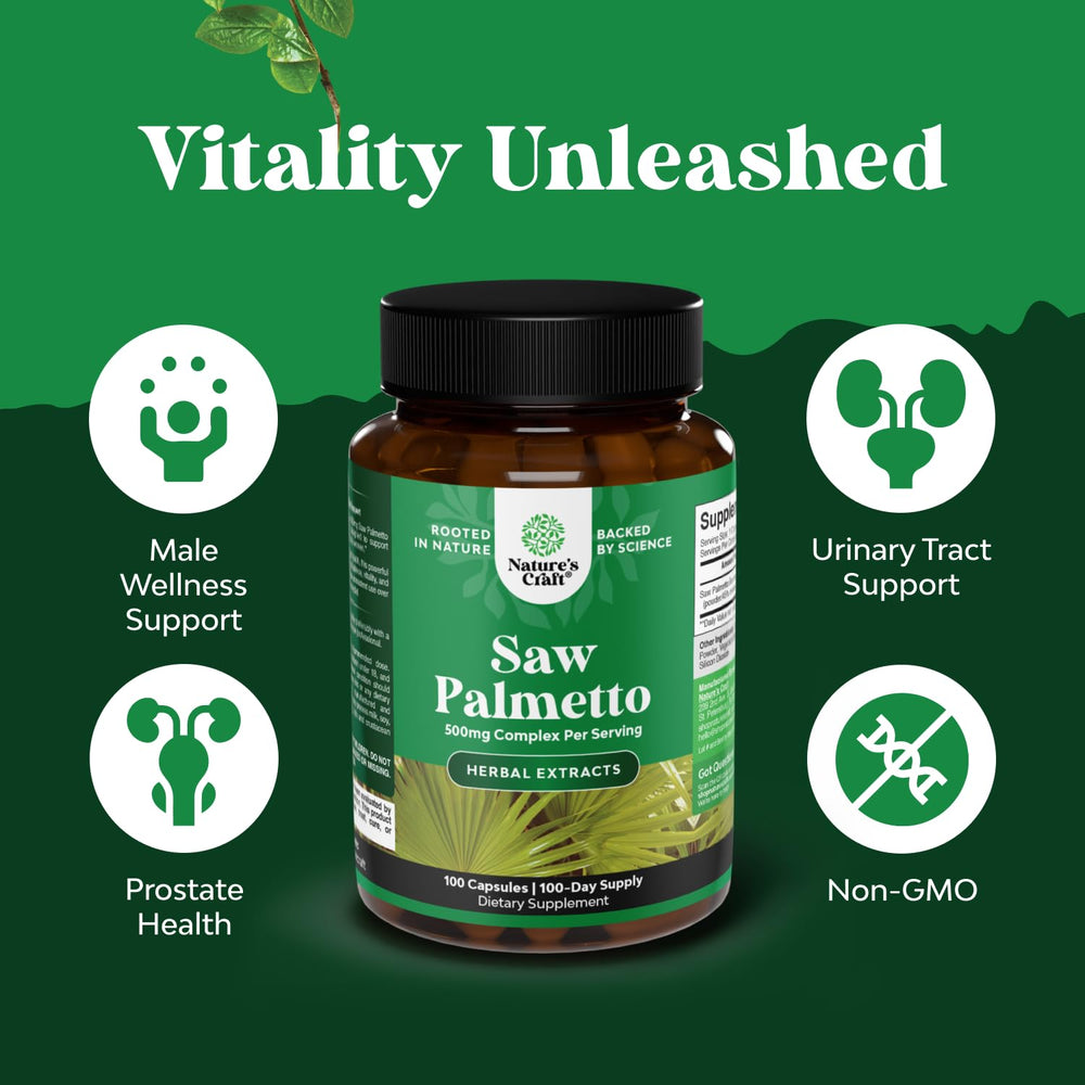 Natures Craft Saw Palmetto packaging on shelf conveys trusted quality.
