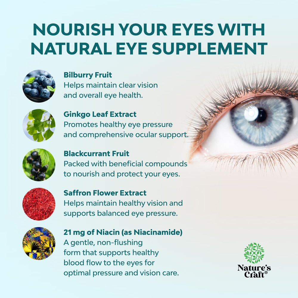 Natures Craft Eye Pressure Support niacin and ginkgo blend for daily eye support.