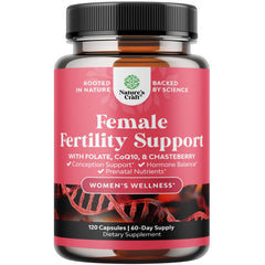 Natures Craft fertility supplement bottle showing prenatal vitamins for preconception health.