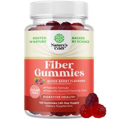 Natures Craft Fiber Gummies for Adults bottle front for easy daily fiber support.