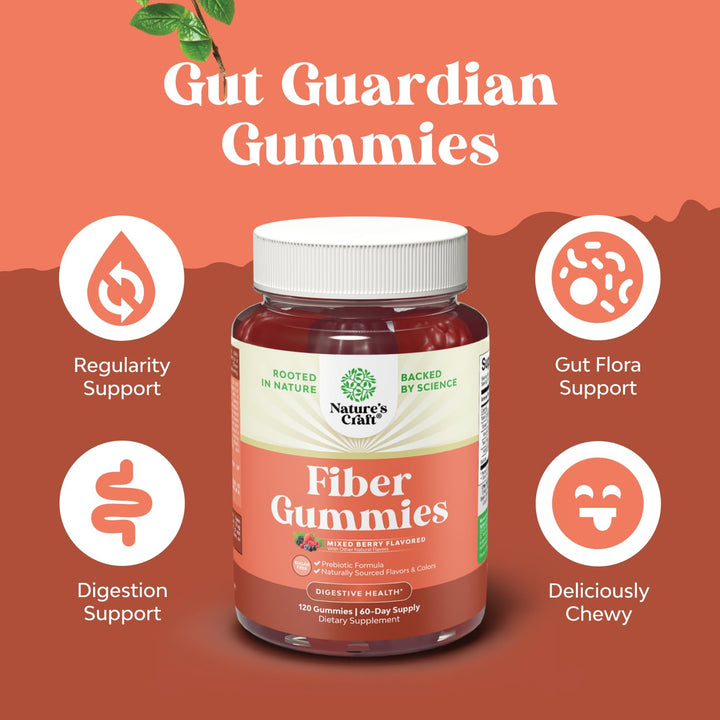 Natures Craft Fiber Gummies ingredients label closeup noting chicory root inulin.