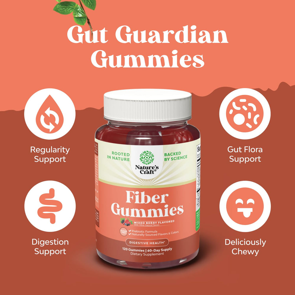Natures Craft Fiber Gummies ingredients label closeup noting chicory root inulin.