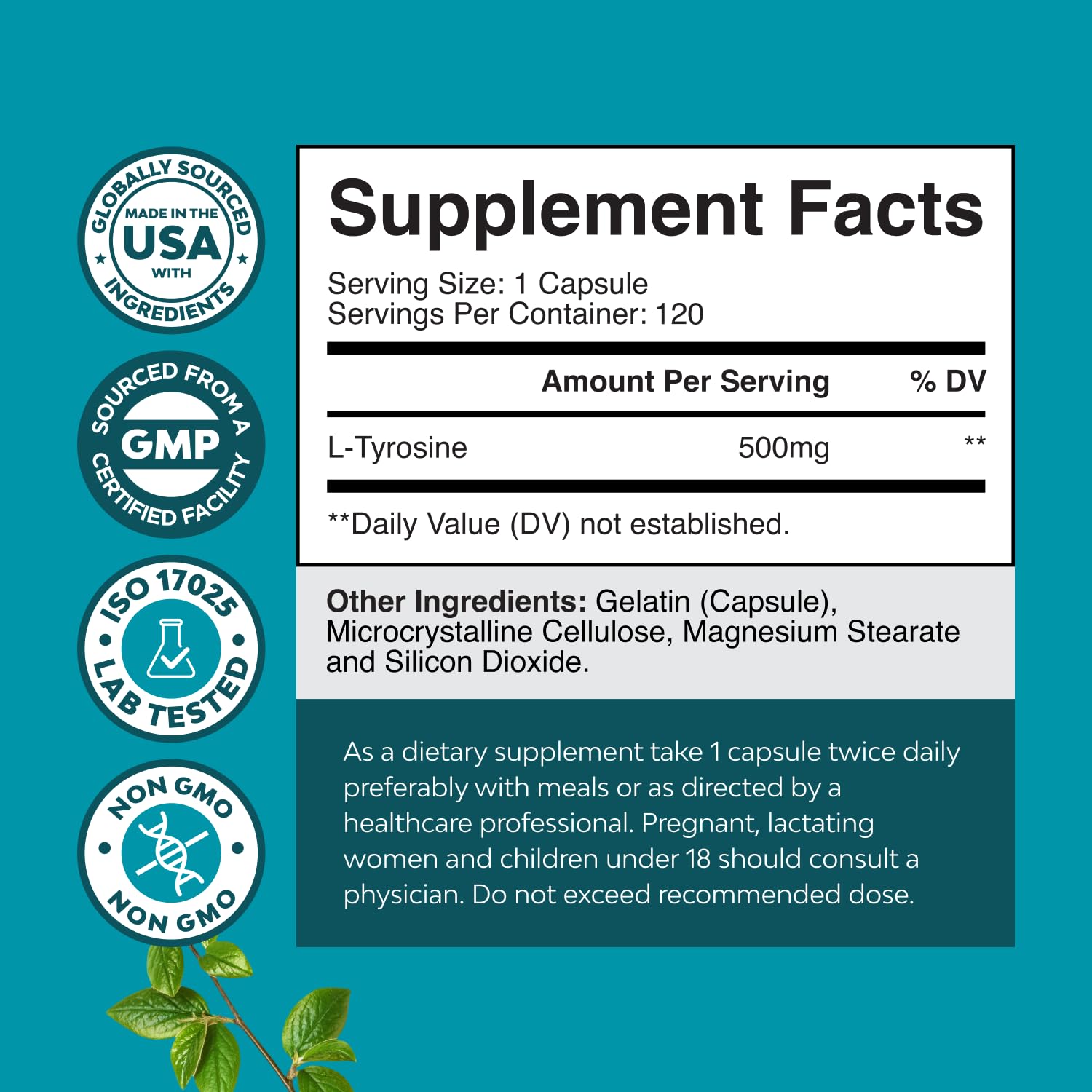 Nature's Craft bottle close-up highlights pure ingredients and third-party lab certification.