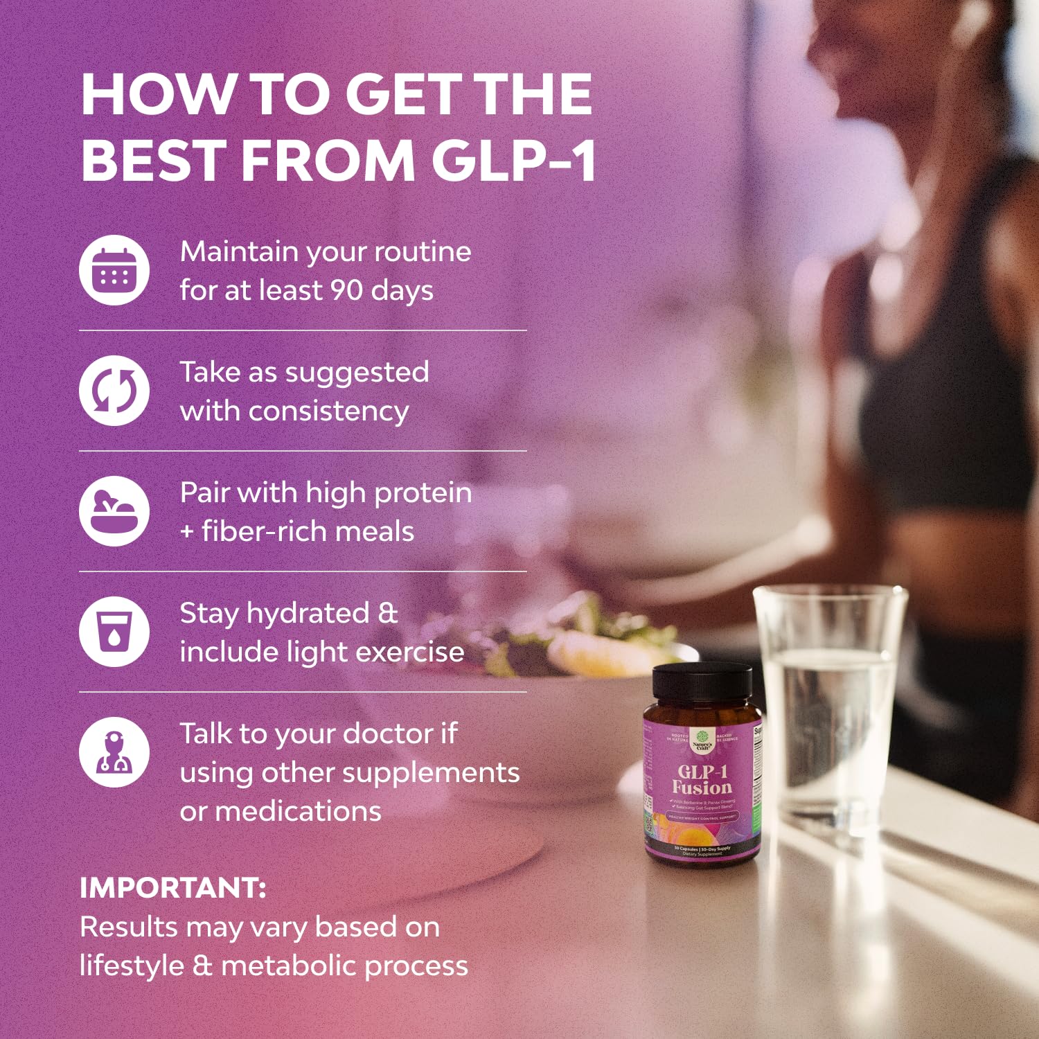 Natures Craft GLP-1 Berberine with turmeric and cayenne ingredients highlighted